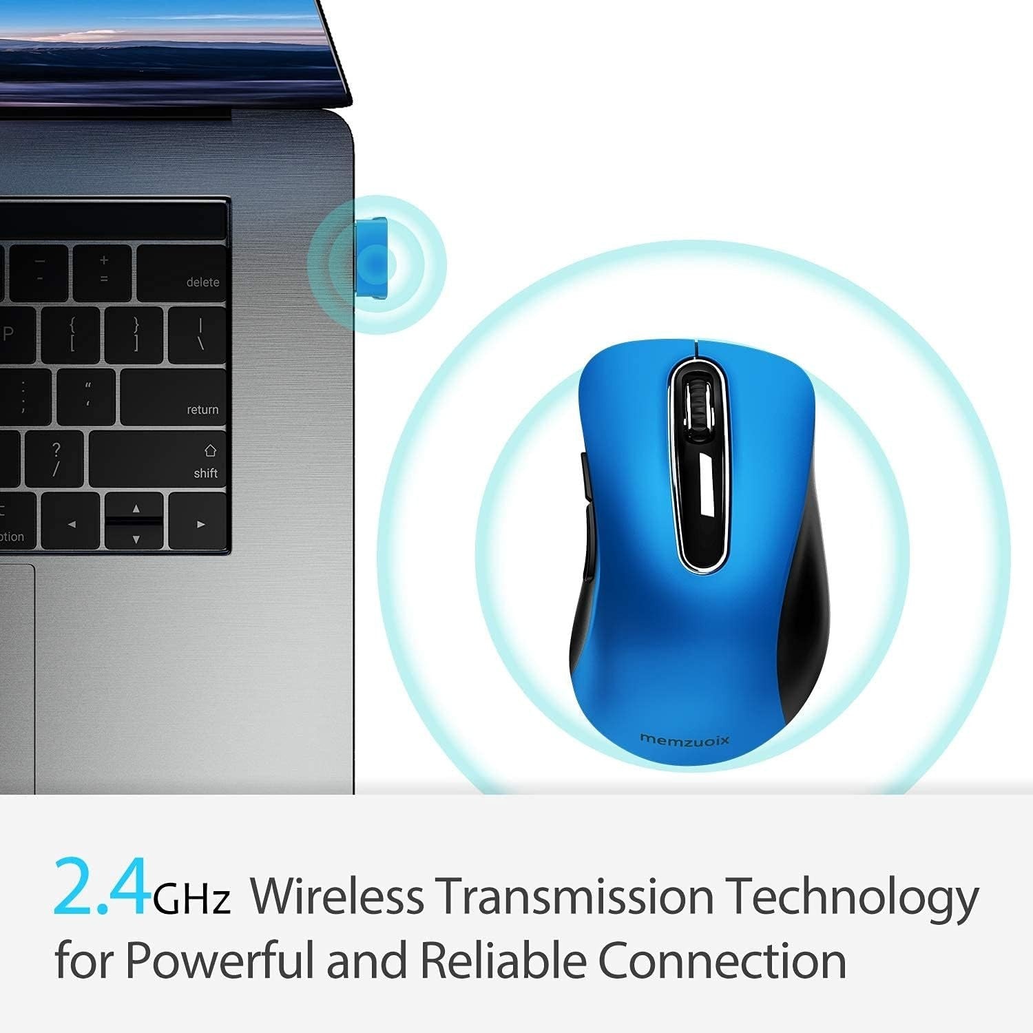 Blue 2.4G Wireless Mouse 1400 DPI Optical USB 5-Button Laptop PC