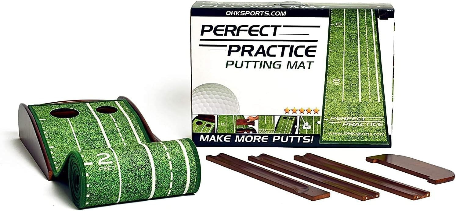 Indoor Putting Mat 8ft Golf Training Aid Auto Return Home Office Practice