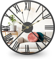 30cm Mirrored Wall Clock – Silent Roman Numeral Metal Frame Modern Design