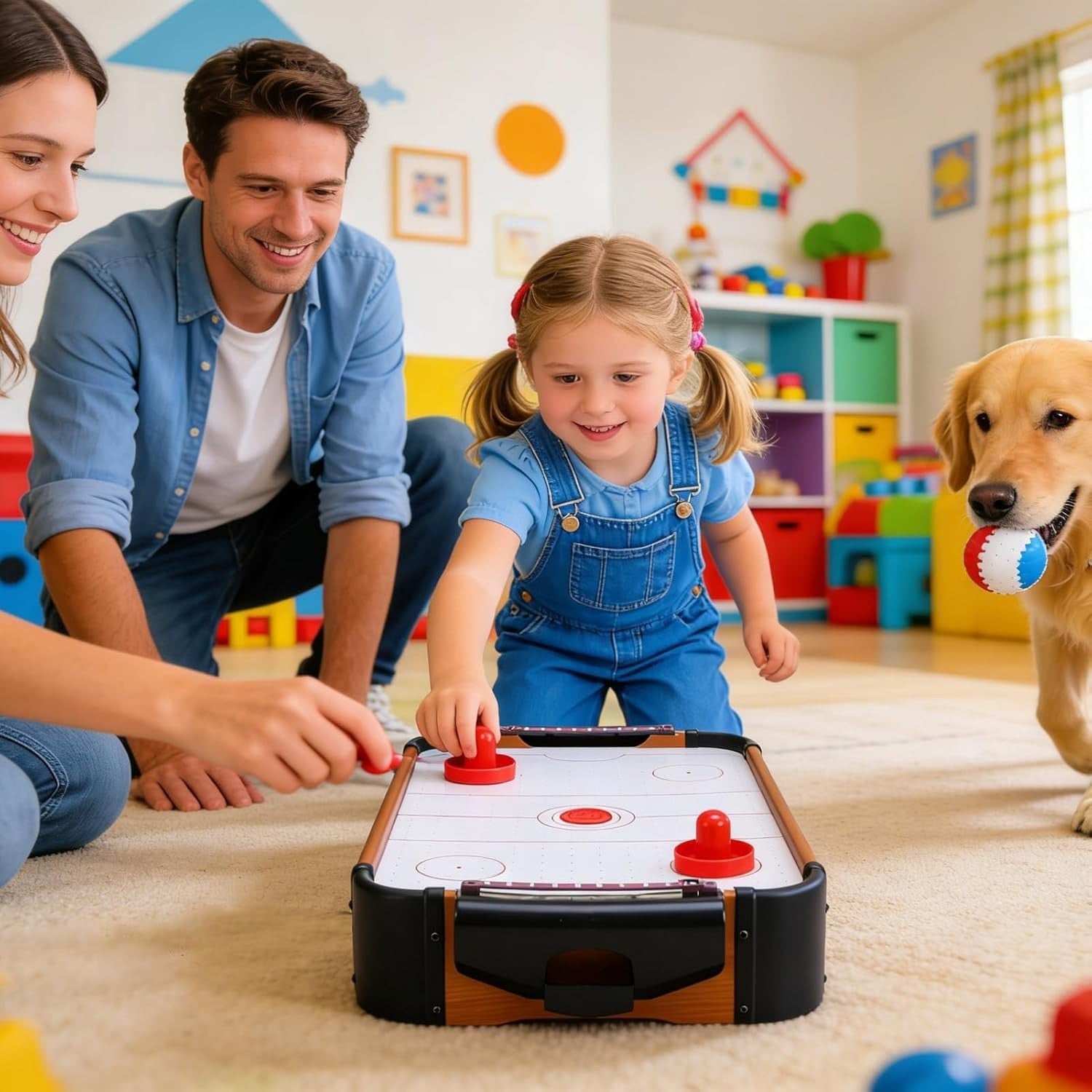 Tabletop Air Hockey Game Wood 2 Player Family Party Fun