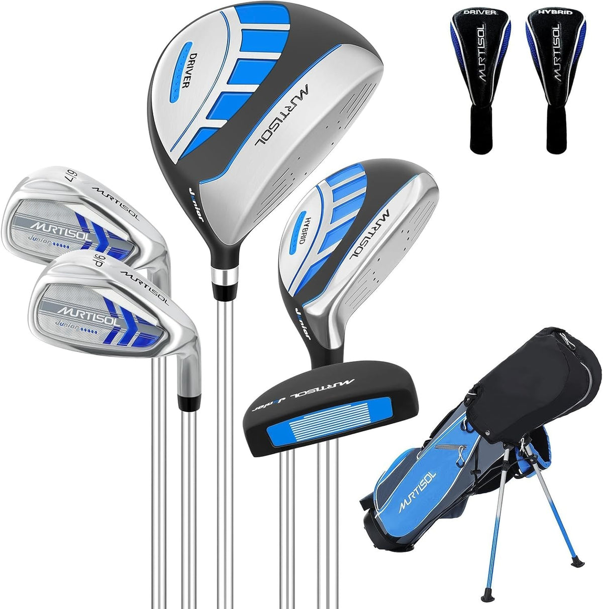 Junior Right Hand Golf Club Set 6 Piece Lightweight Easy Swing Blue