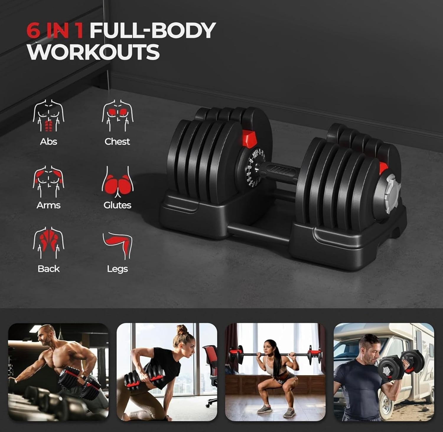 40KG Adjustable Dumbbell & Barbell Set 2-in-1 Home Gym Free Weights