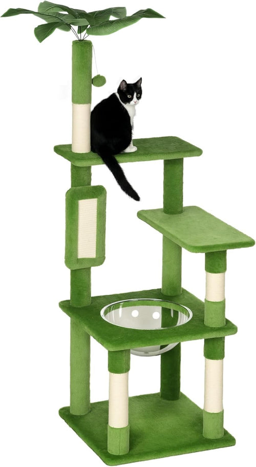 142cm Cat Tree Tower with Hammock Scratching Posts Multi-Level Indoor Play