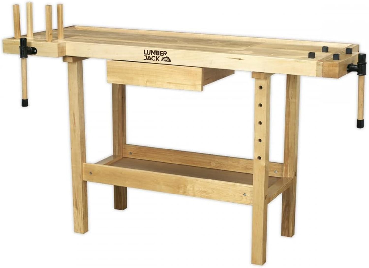 Heavy Duty Woodworking Bench Beech Worktable w/ Clamps Drawer Tool Well 152cm