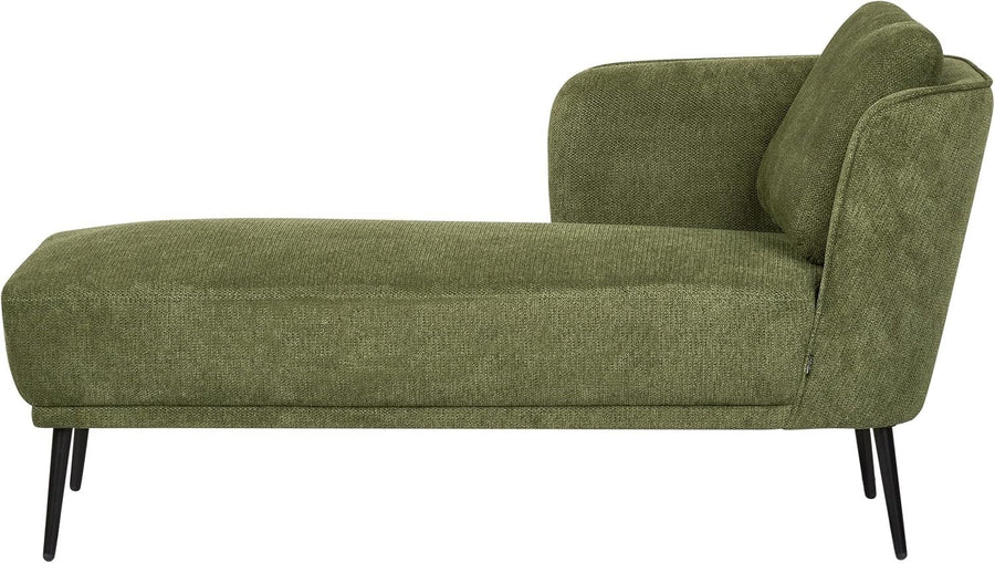 Retro Green Chaise Lounge Sofa Right Armrest Soft Fabric & Metal Legs