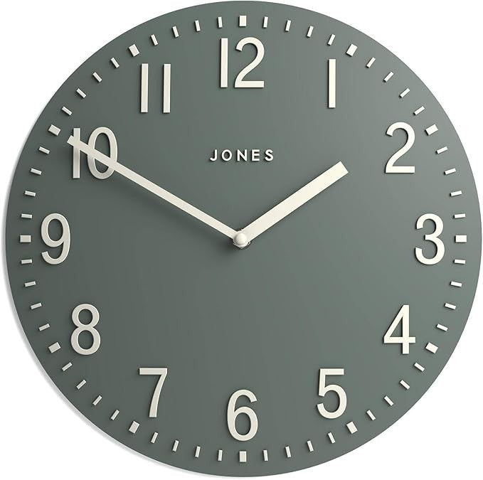 30cm Green Wall Clock Modern Convex Silent Raised Numbers Home Decor