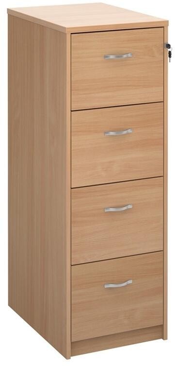 Oak Wooden Filing Cabinet 4 Drawer Lockable 136cm Tall Office Storage