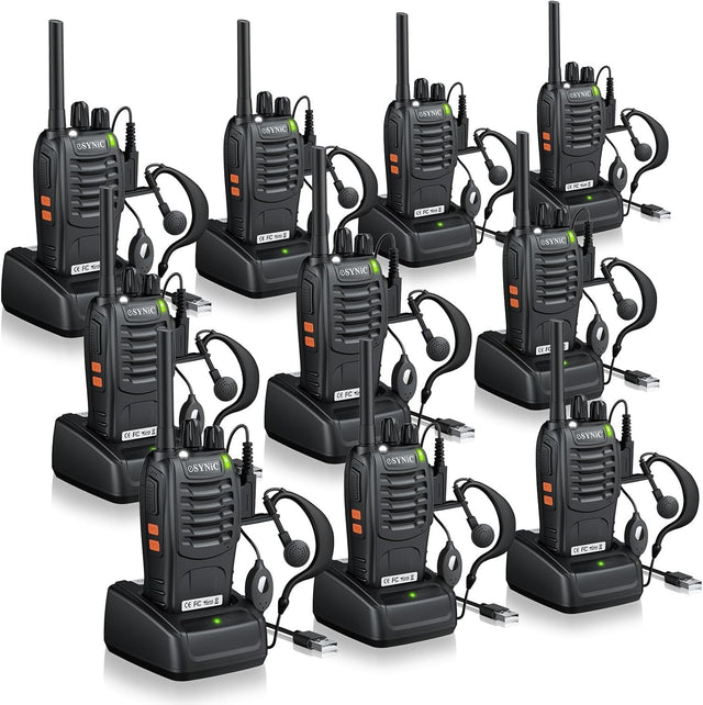 10 Pack Long Range Walkie Talkies PMR446 Rechargeable VOX 2 Way Radios