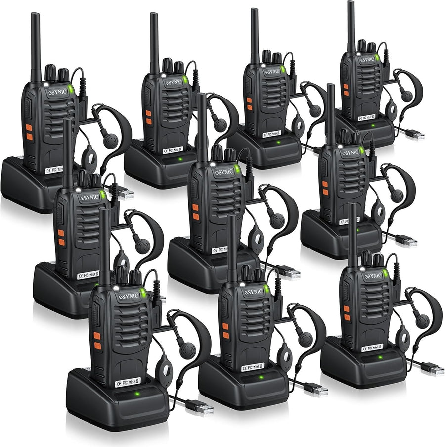 10 Pack Long Range Walkie Talkies PMR446 Rechargeable VOX 2 Way Radios