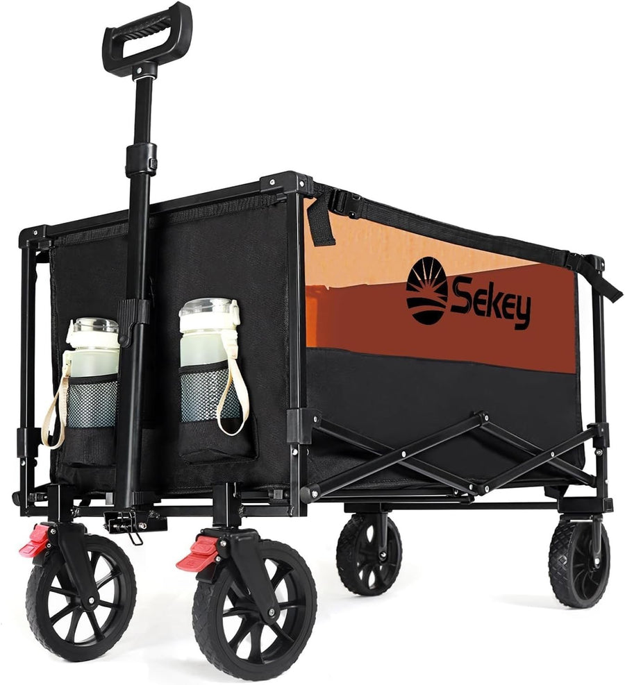 Heavy Duty 200L Folding Camping Wagon 330lb All Terrain Festival Beach Trolley