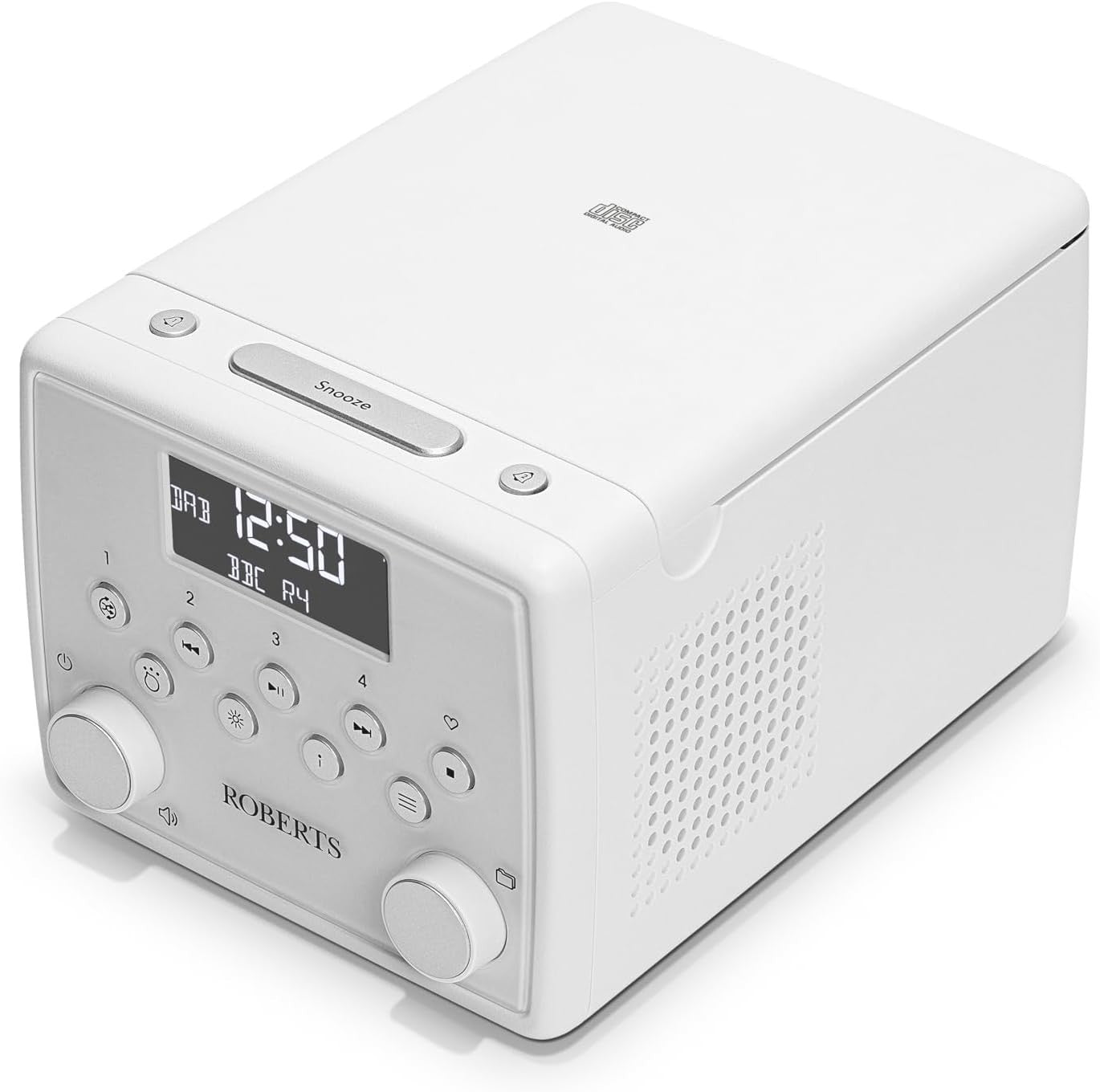 FM/DAB/DAB+ Digital Radio with Bluetooth, CD Player & Alarms – White