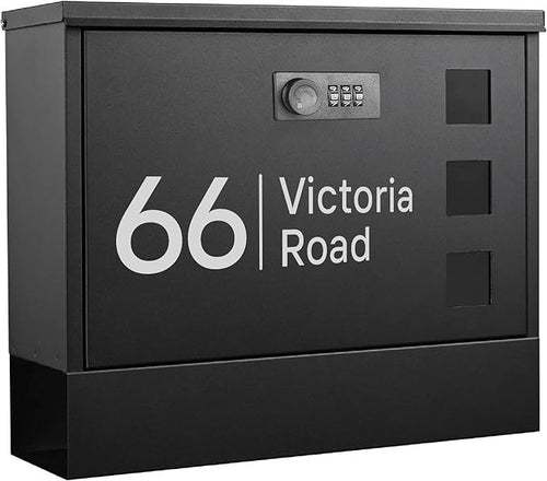 Lockable Waterproof Wall Mounted Post Box with Code | Mailbox & Newspaper Slot