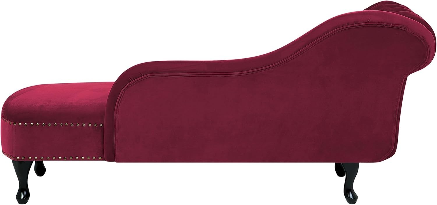 Velvet Left Hand Chaise Lounge Sofa Chesterfield Style Burgundy Tufted