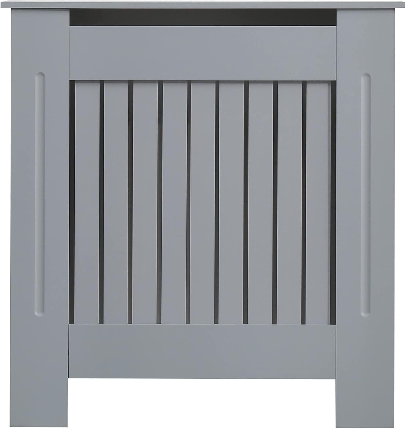 Small Grey Radiator Cover | Modern MDF Vertical Slat Cabinet Heat Efficient