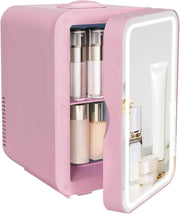 8L Mini Fridge Portable Cooler & Warmer LED Mirror AC/DC Pink