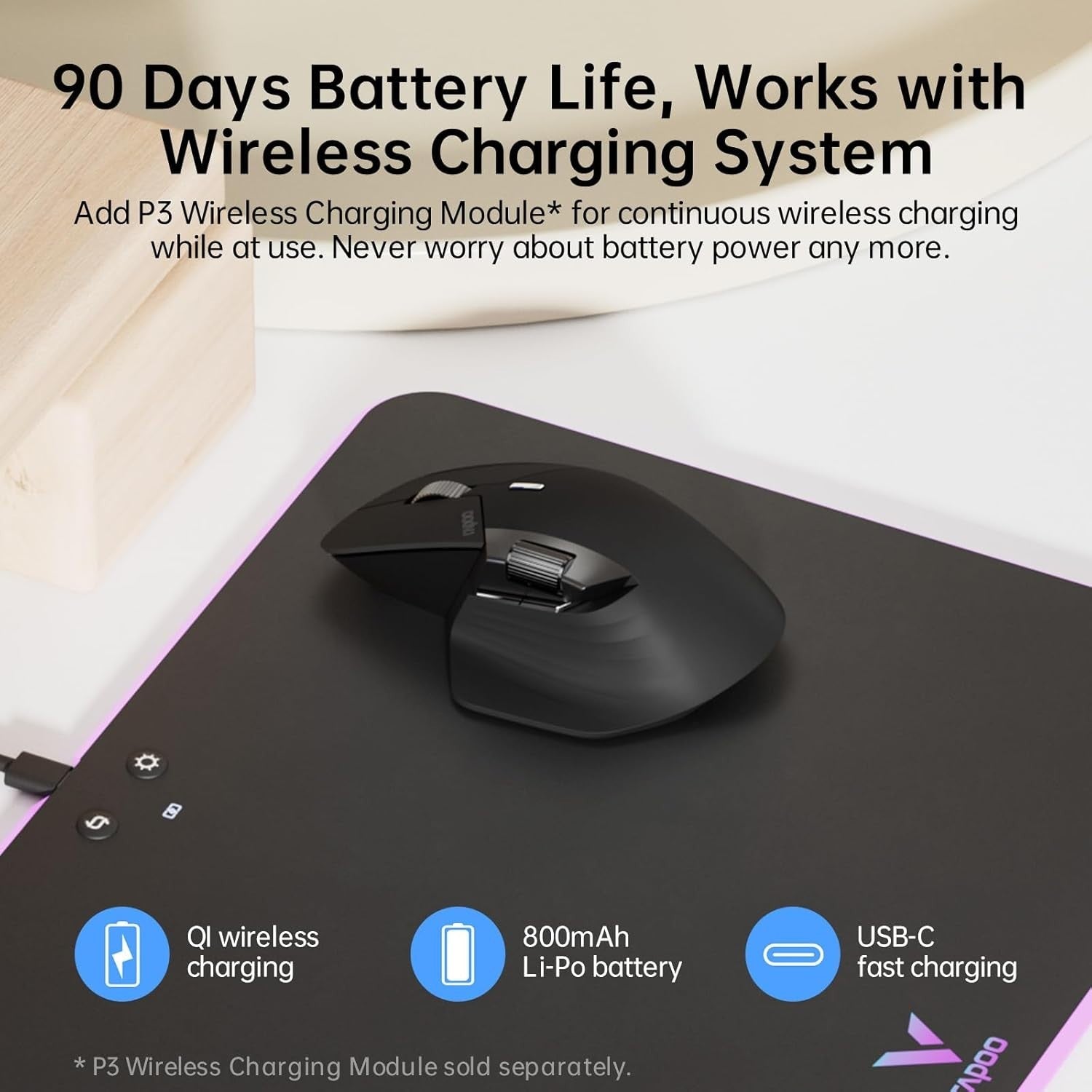 Wireless Ergonomic Mouse Multi-Device 4K DPI 11 Buttons Bluetooth