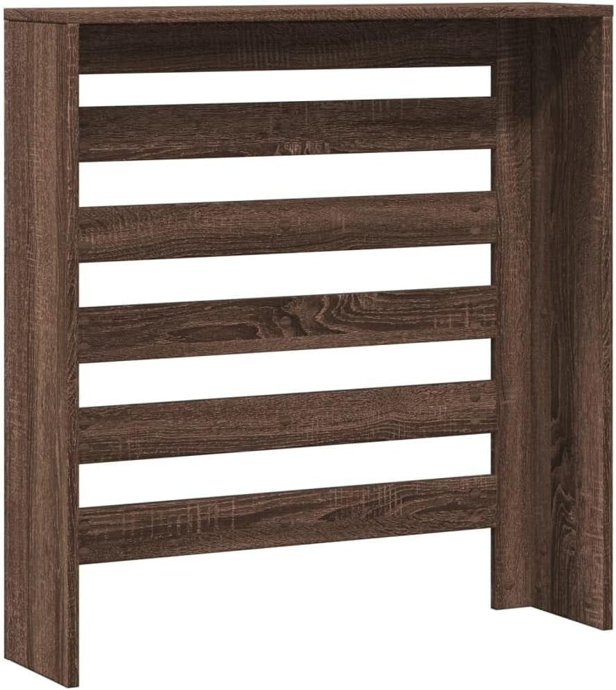 Modern Brown Oak Radiator Cover Shelf 78x20x82cm – Slatted Heater Cabinet