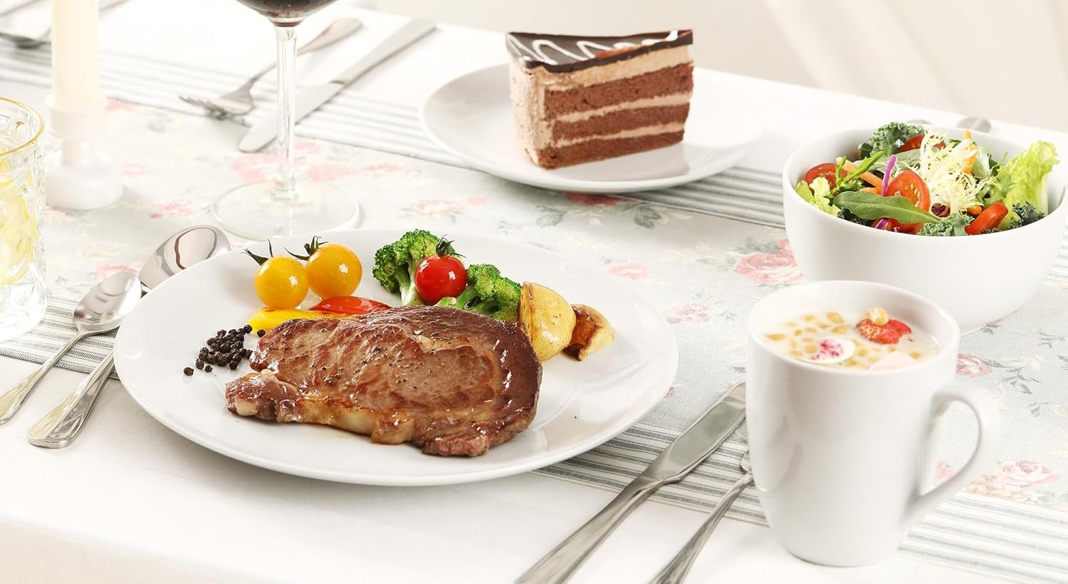18pc Porcelain Dinnerware Set White Plates Bowls Microwave Dishwasher Safe