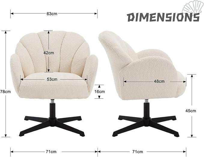 Faux Fur Swivel Armchair Vanity Tub Chair Modern Accent White