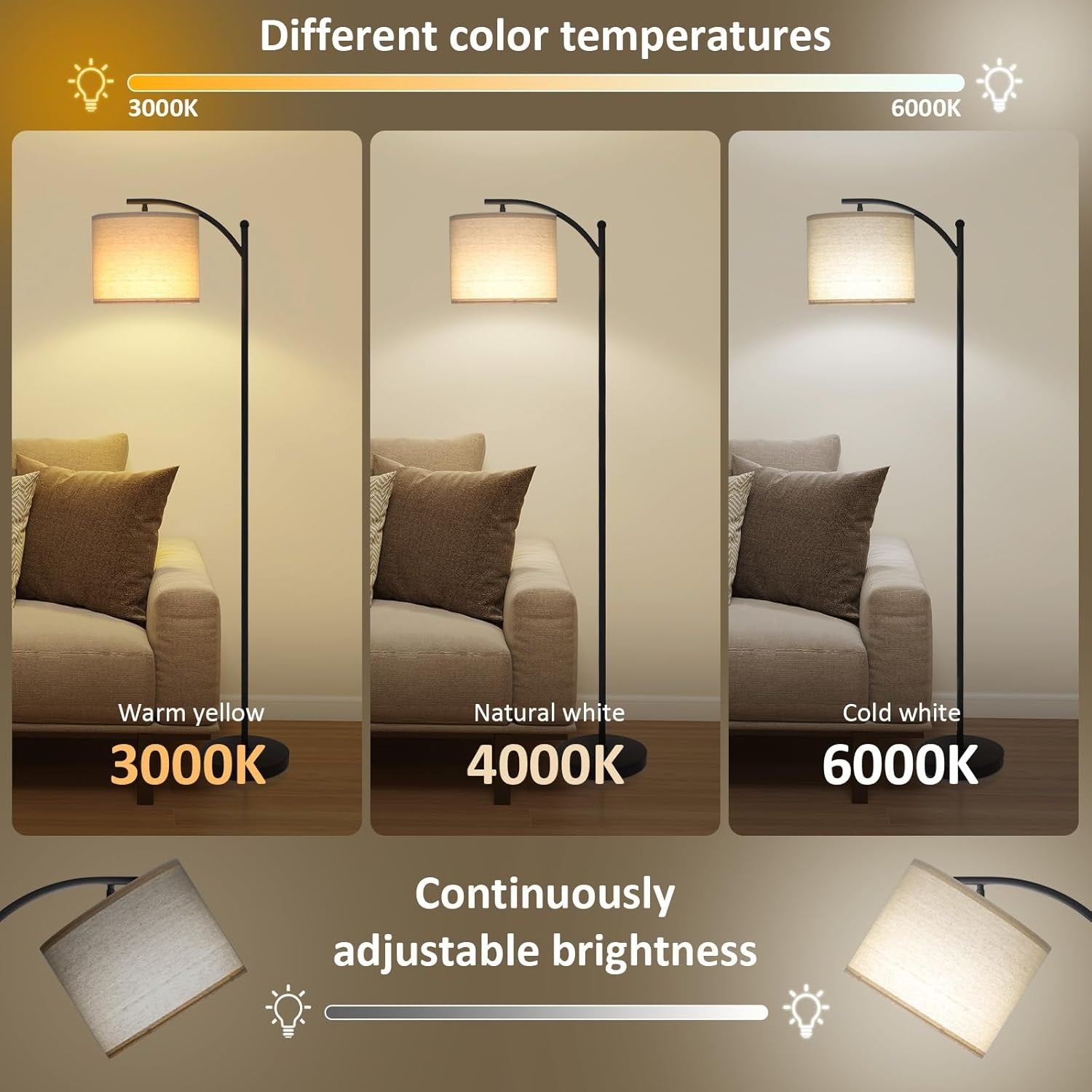 Floor Lamp Dimmable Remote Adjustable Standing Reading Light Black