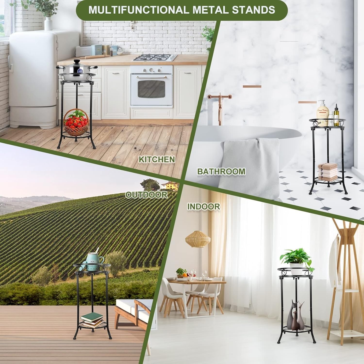 2 Tier Metal Plant Stand Indoor Outdoor Tall Flower Pot Shelf Corner Display