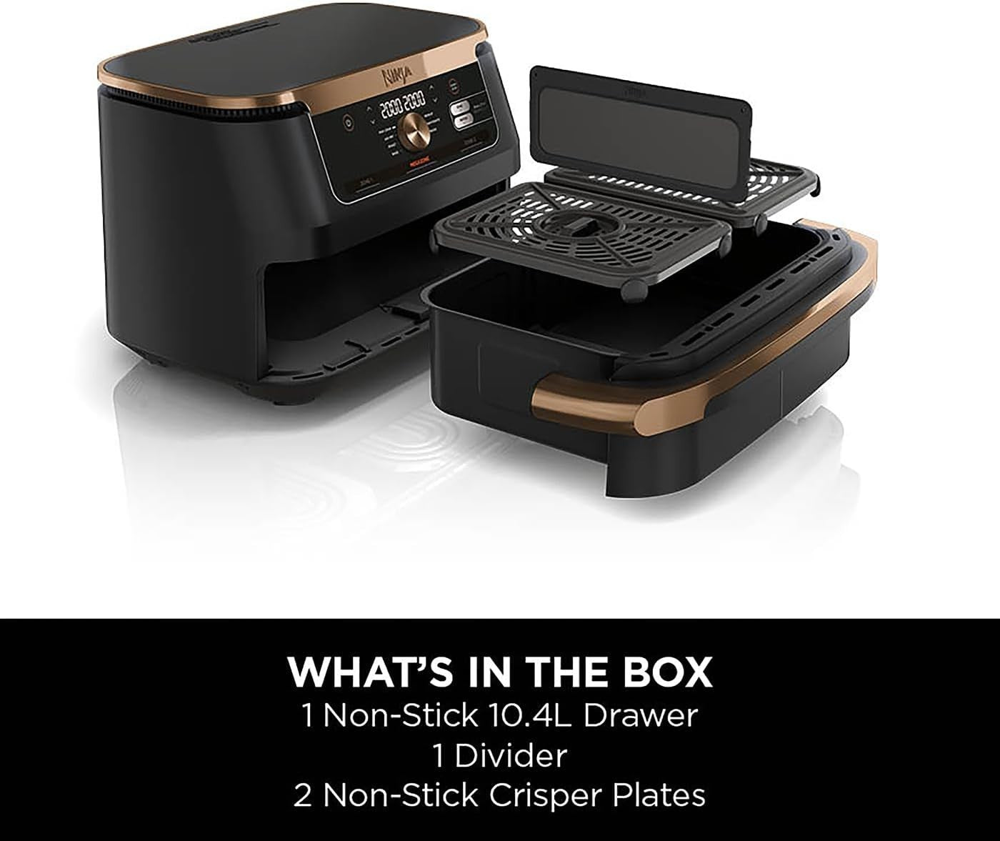 Dual Zone Air Fryer 10.4L XXL Drawer Removable Divider 7-in-1 2400W