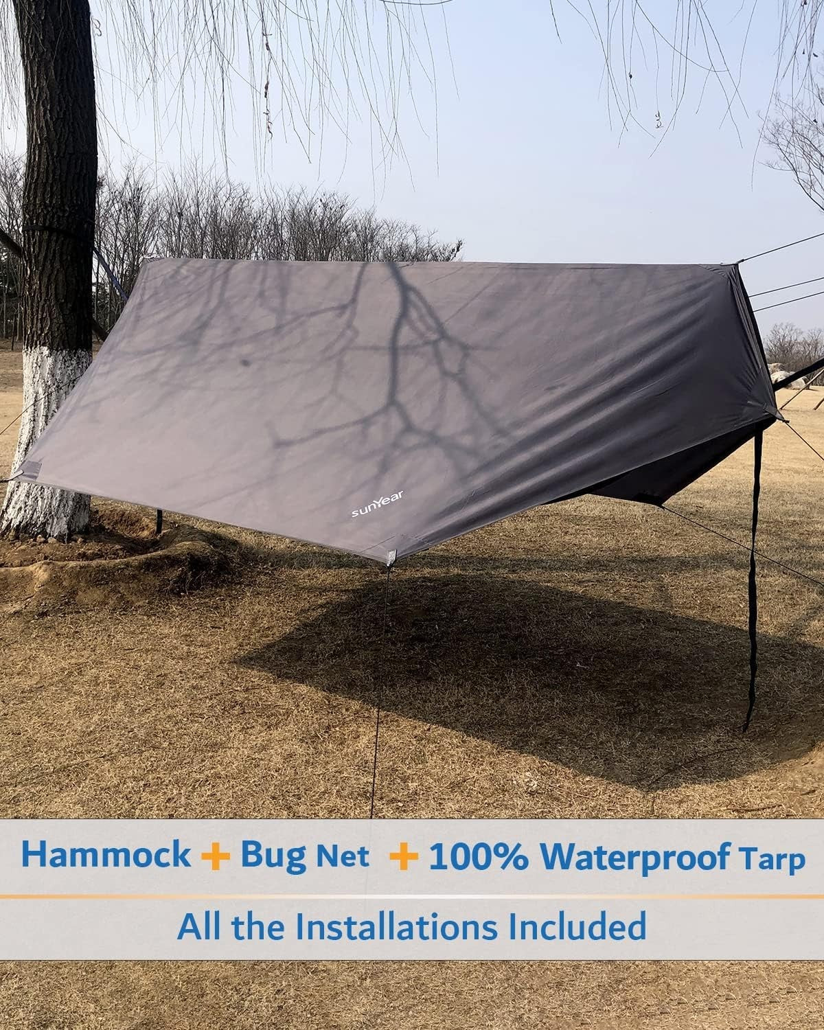 Camping Hammock Tent with Rain Fly | Double Bug Net Hammock | Portable Hiking