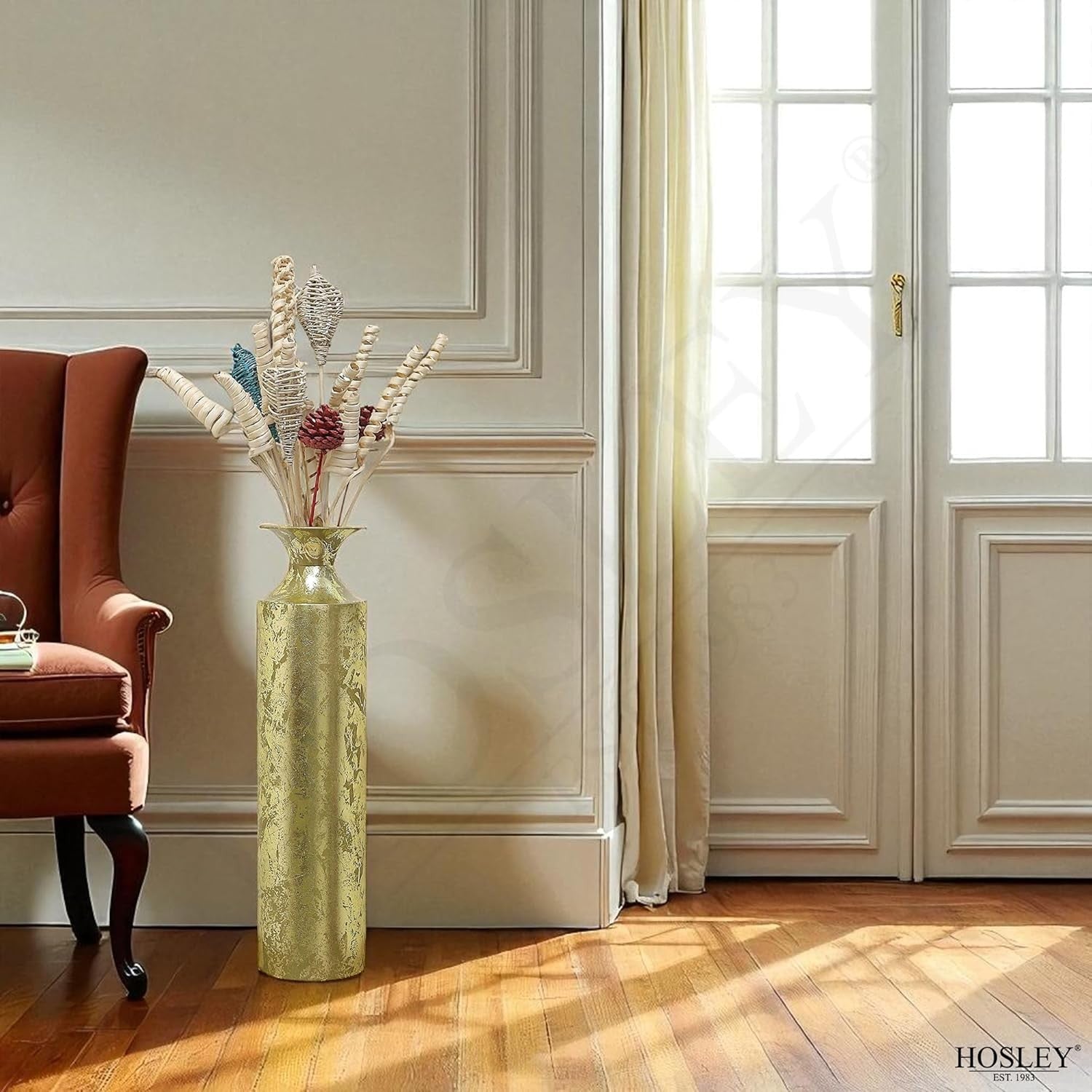 Gold Metal Tall Floor Vase 21.75in Decorative Wedding Home Decor