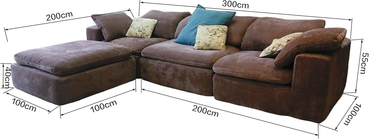 Modern L-Shaped 4-Seater Sectional Sofa with Chaise, Reversible Fabric Couch