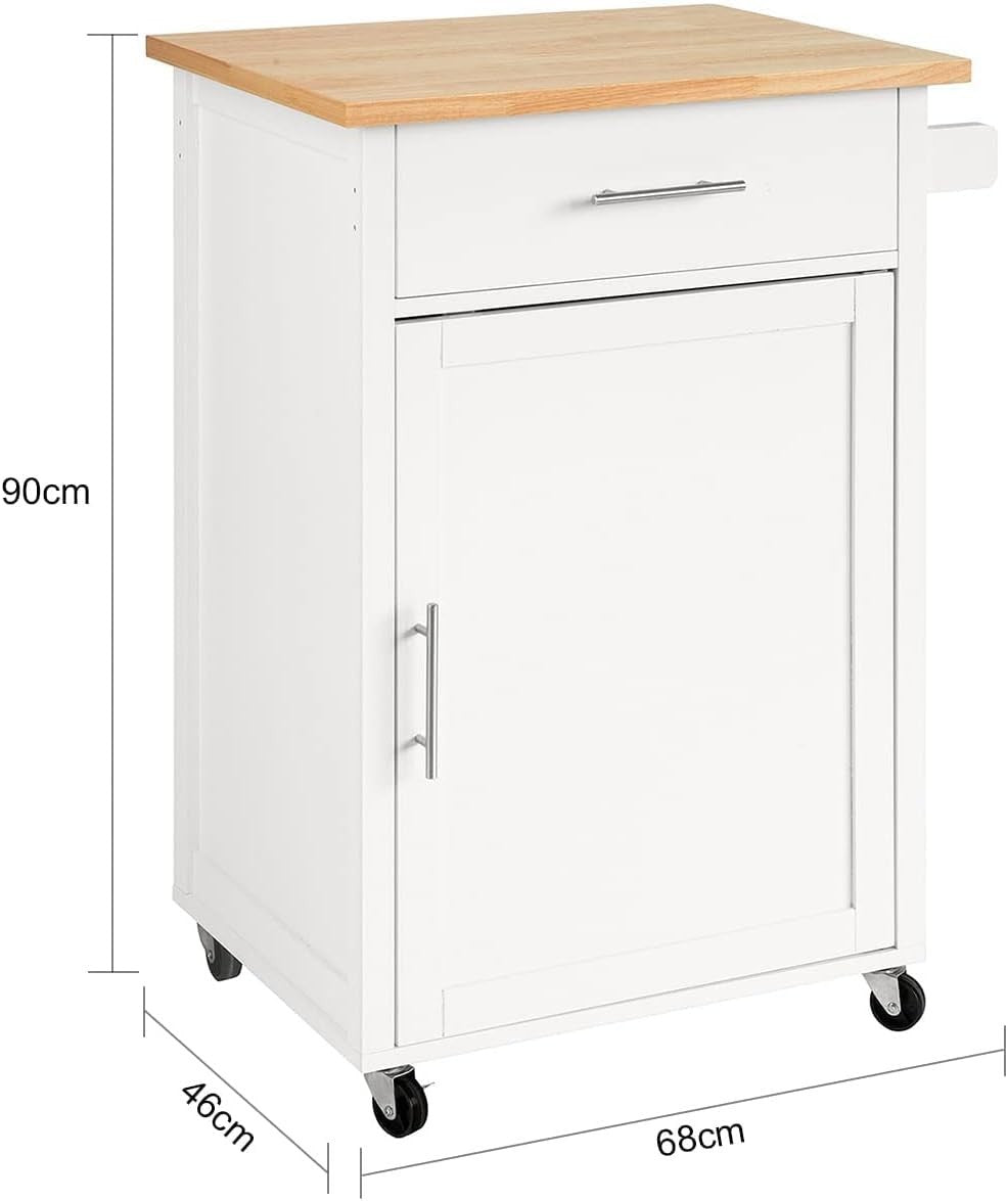 Mobile Kitchen Island Cart with Drawer, Adjustable Shelf & Towel Rack, 68x46x90