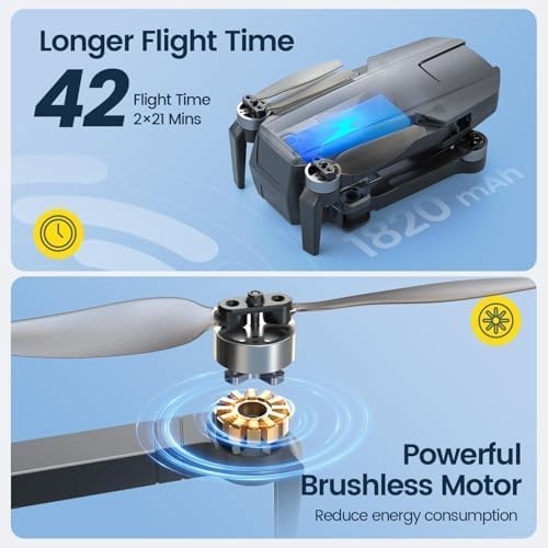 4K UHD GPS Drone for Adults, 3KM Range, 42min Flight, Follow Me, Brushless Motor