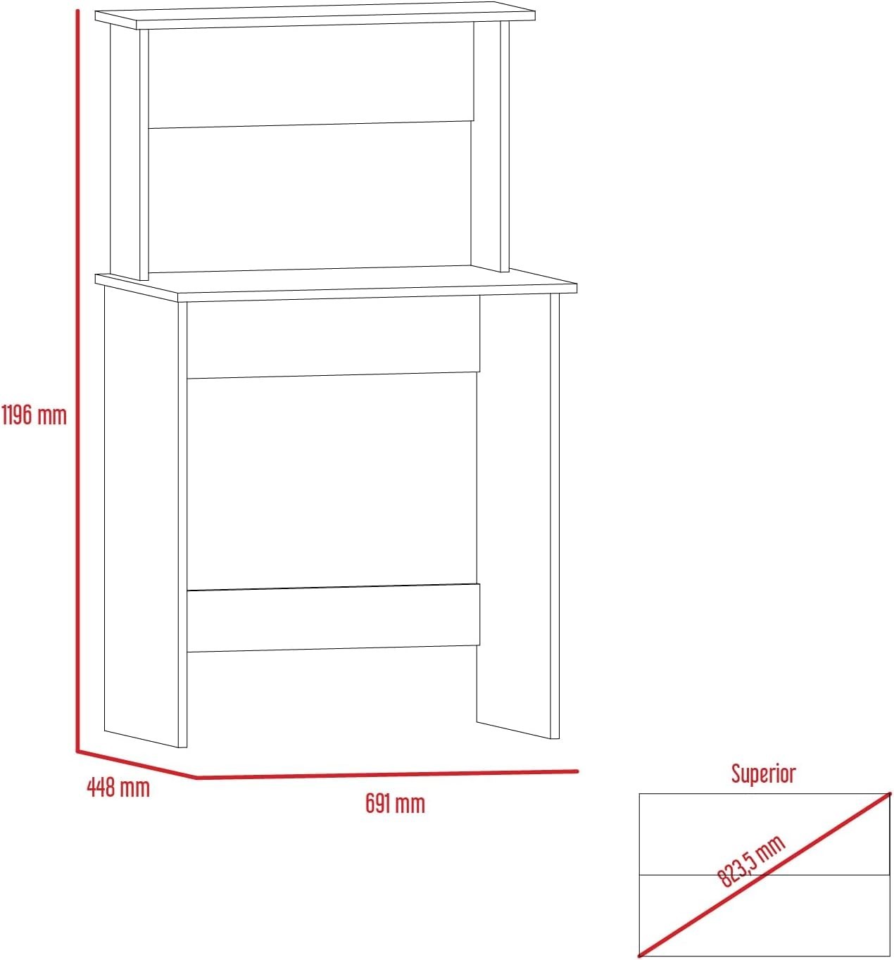 Compact Core Home Office Desk with Shelf Bleached Oak & Grey 69x45x120cm