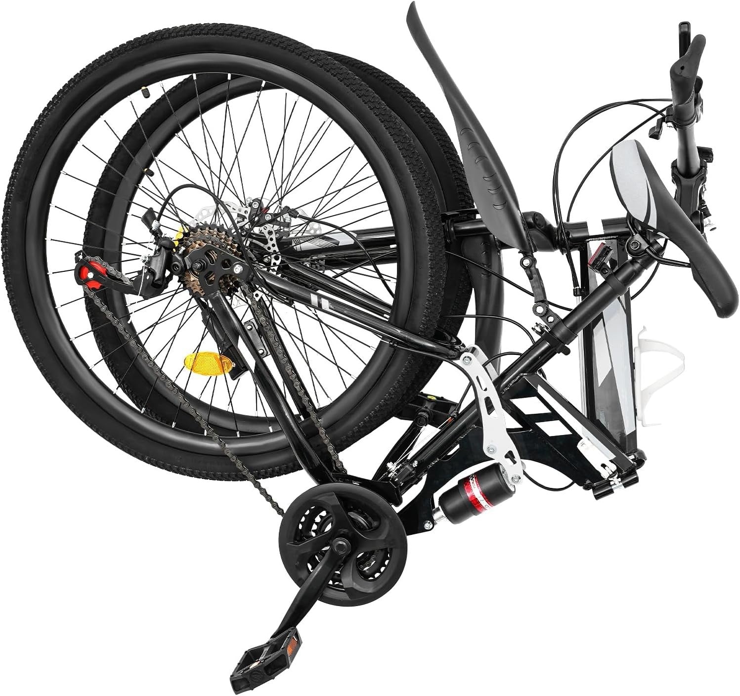 26" Folding Mountain Bike 21-Speed Dual Disc Brakes Full Suspension MTB