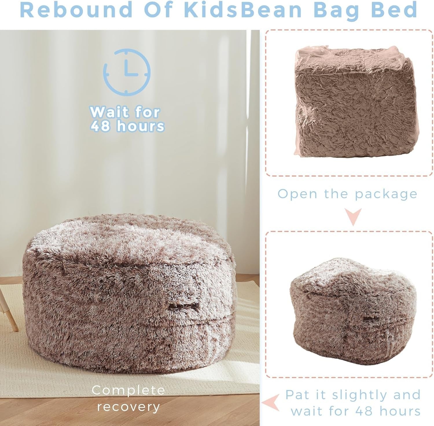 Plush Kids Bean Bag Chair Bed Sofa Lounger - Foldable, Washable, XL