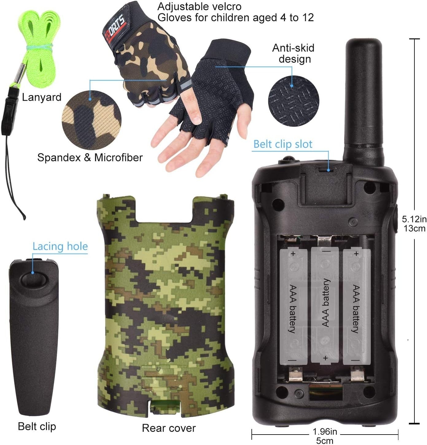 Kids Walkie Talkies 8 Channel 3KM Long Range Outdoor Adventure Toy Set