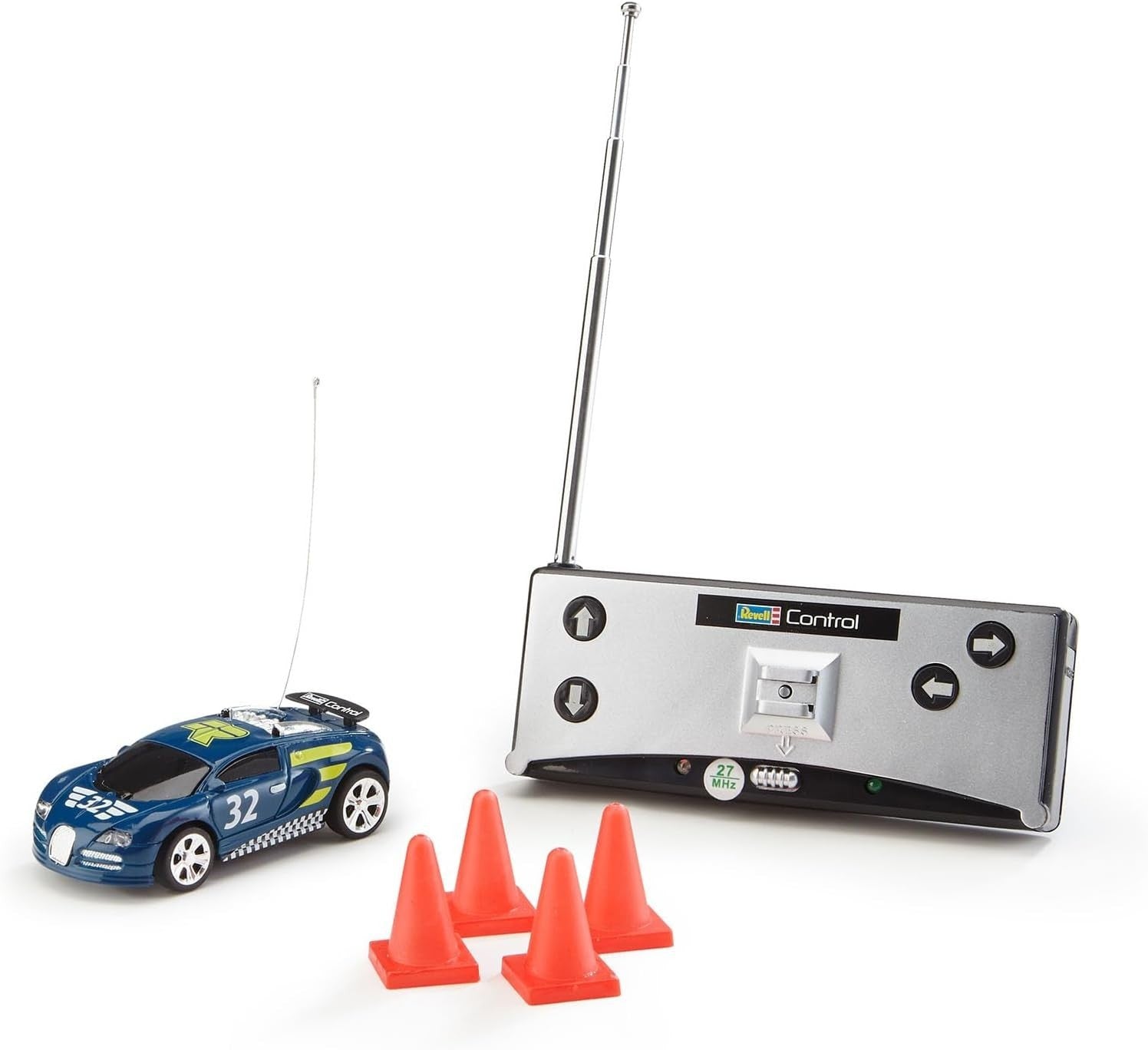 Mini RC Racing Car in Can – 27MHz Remote Control Toy with Cones, Blue 8cm