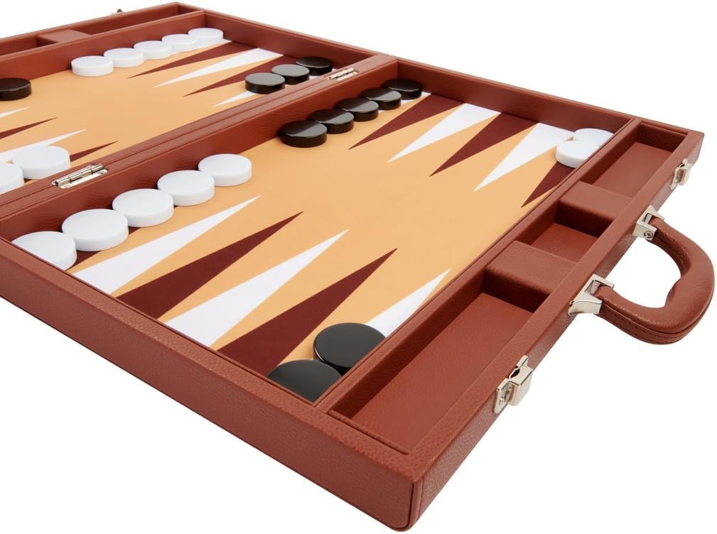 19 Inch Premium Backgammon Set Leatherette Folding Board Luxury Adult Game