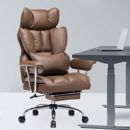 Executive Office Chair Large Tall PU Leather Footrest 135° Recline Swivel 200KG