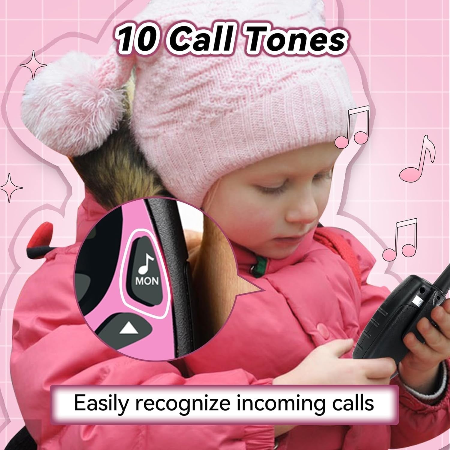 Kids Walkie Talkies Long Range VOX LCD 8 Channel 2 Way Radio Pair Pink