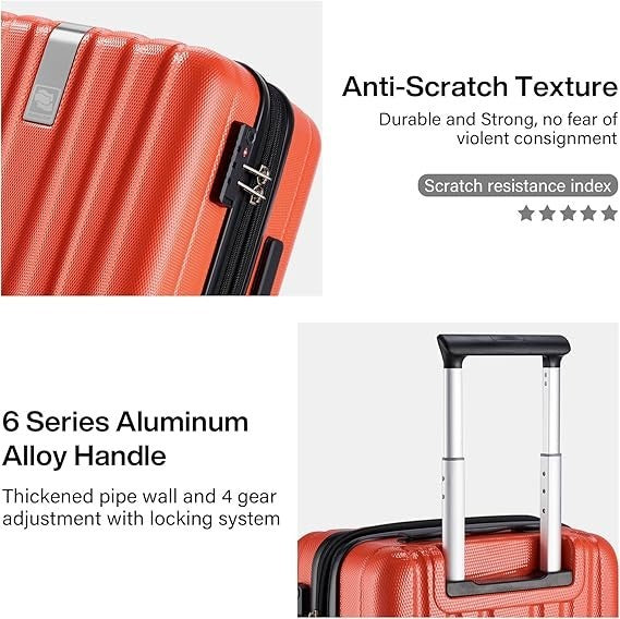 24” Lightweight Checked Hard Shell Suitcase Spinner Wheels Lock