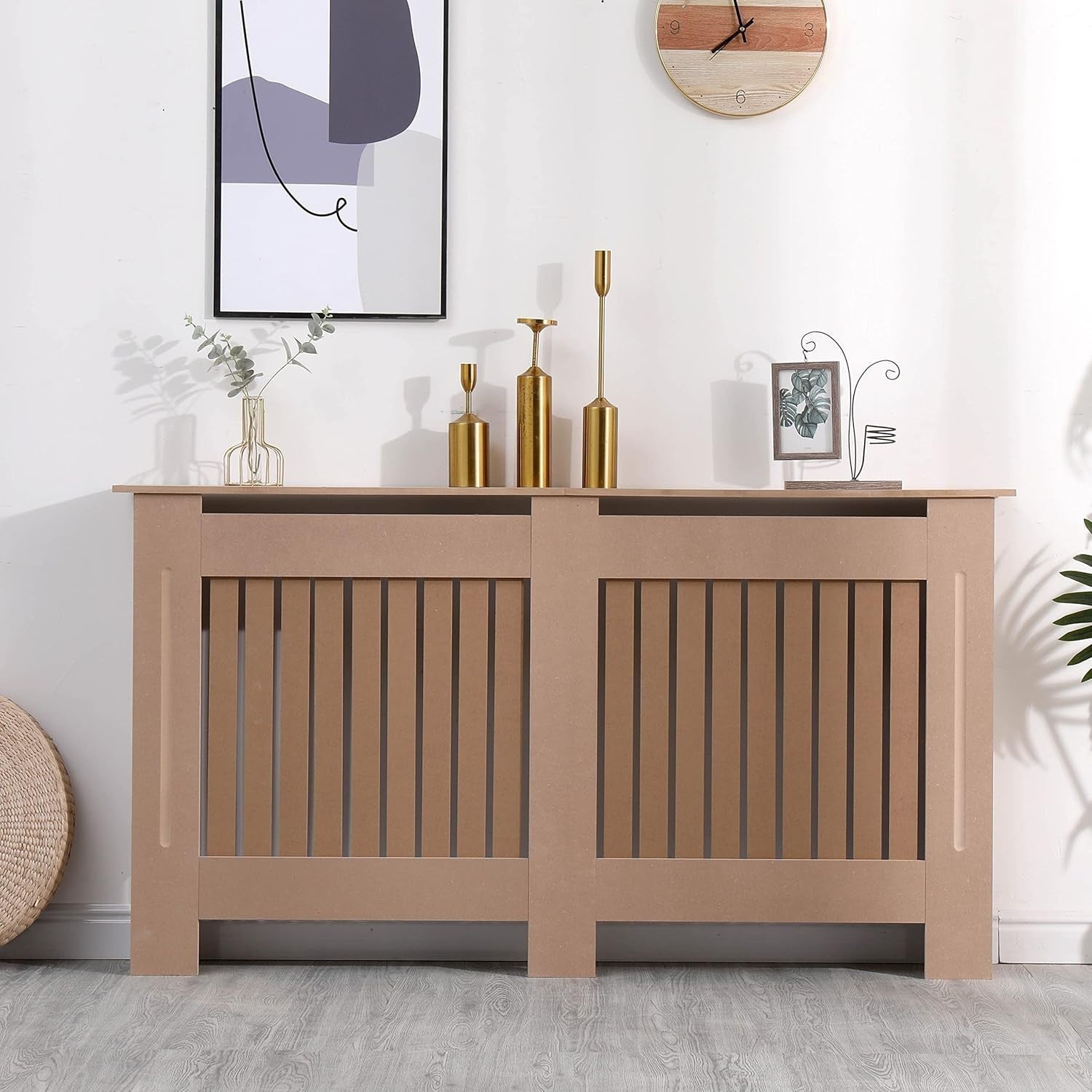 Large Radiator Cover Unfinished MDF | Customisable Vertical Slat Modern Cabinet