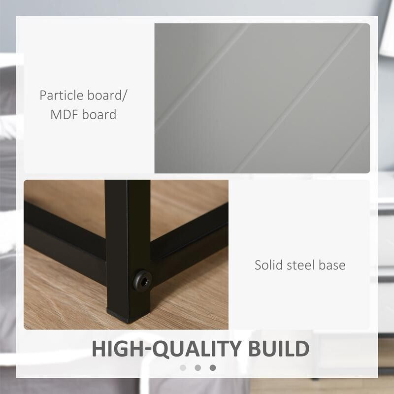 Modern Grey Bedside Table with 2 Drawers, Steel Base, Unique Chevron Style