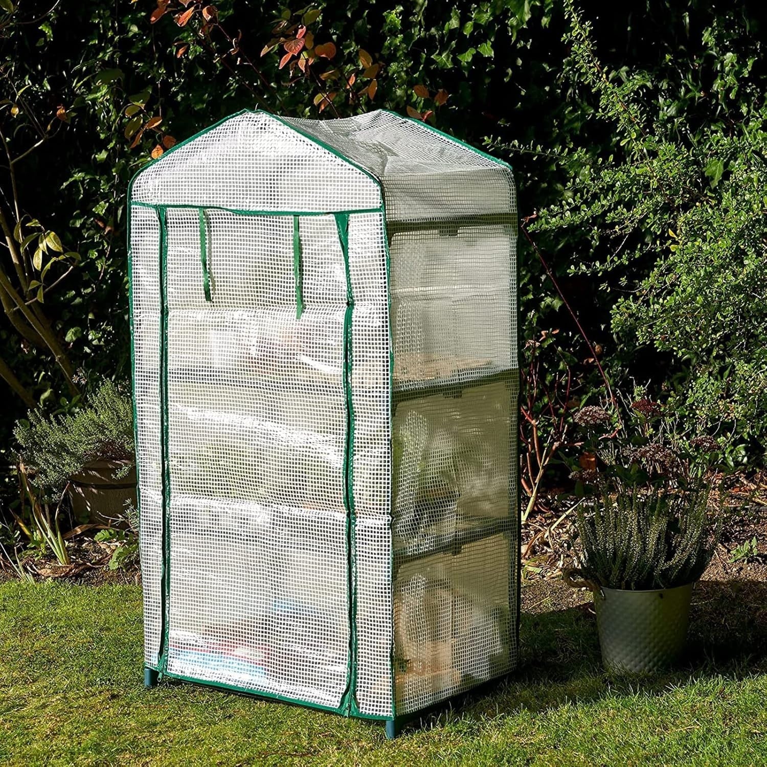 3 Tier Mini Greenhouse 125x69x49cm | Green PE Cover & Steel Frame