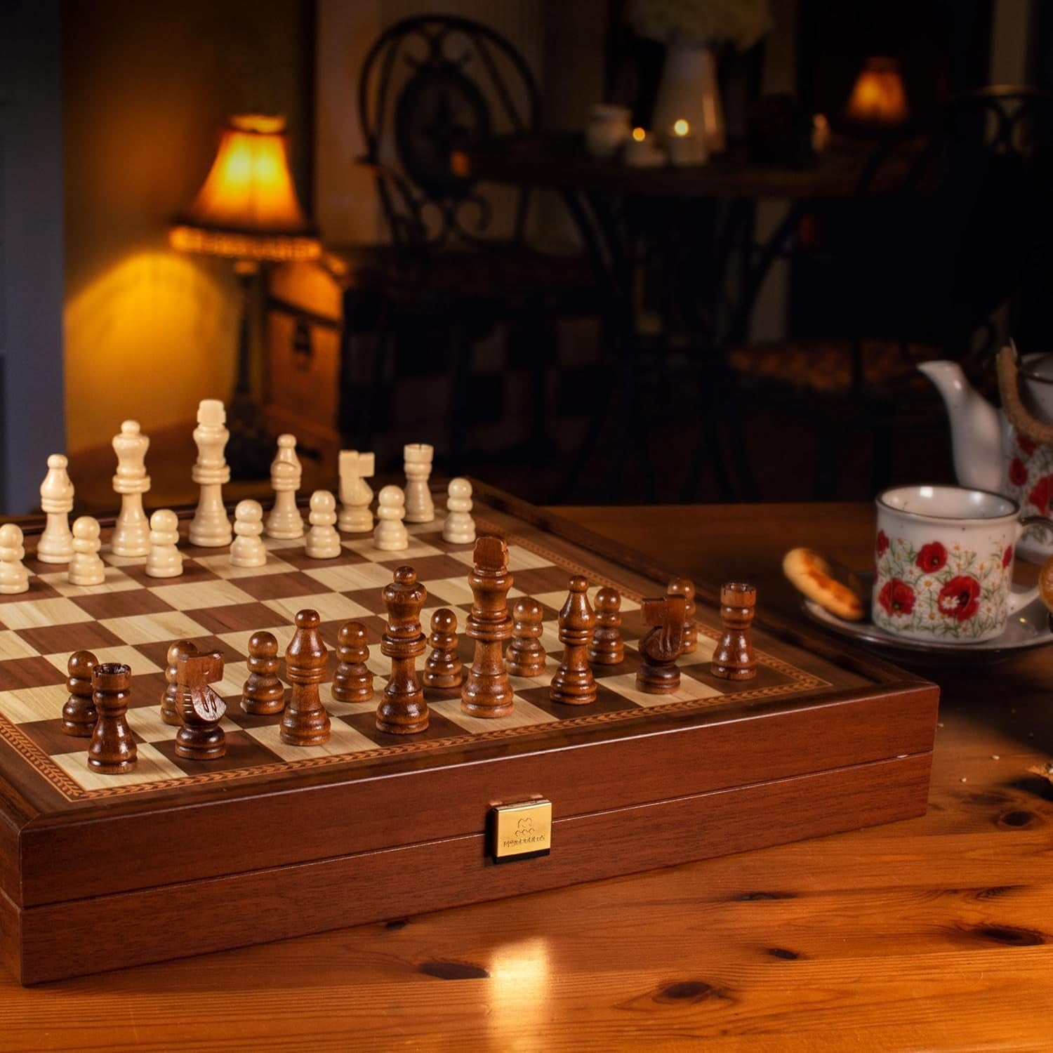 Premium 2-in-1 Wooden Chess & Backgammon Set 41cm – Classic Gift Game