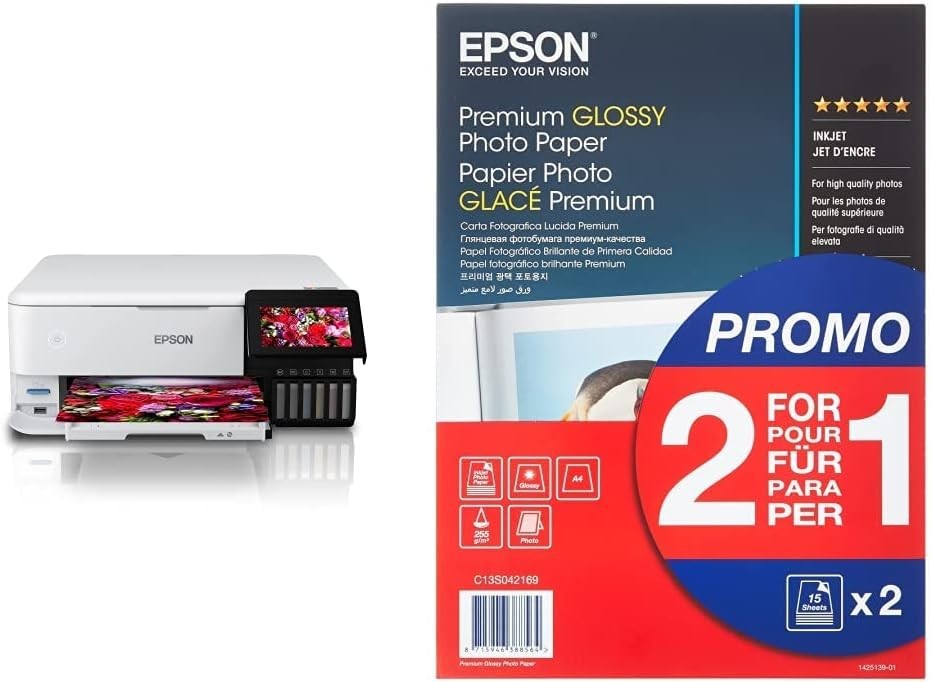 White Photo Ink Tank Printer Wi-Fi Borderless A4 Print/Scan/Copy