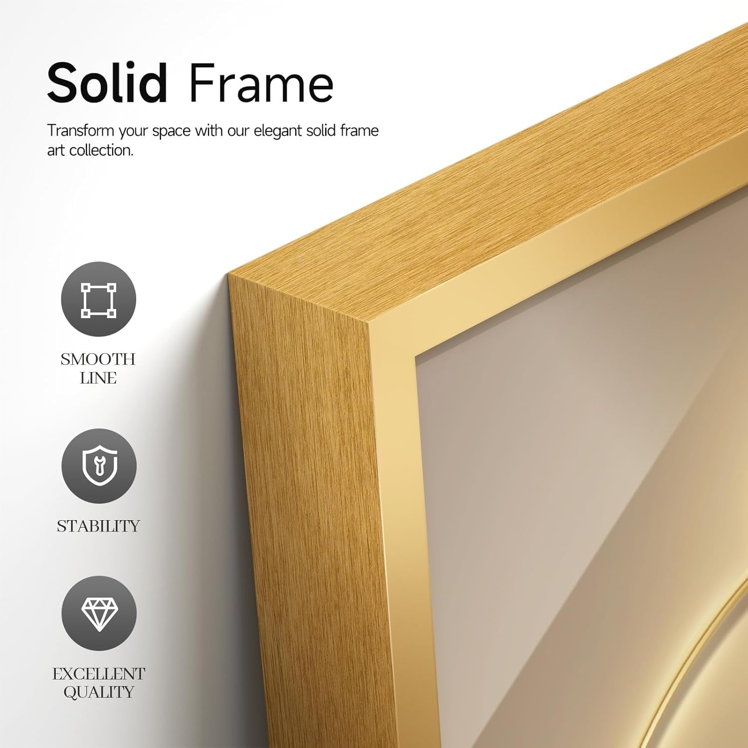 Extra Large Gold Geometric Wall Art 3 Panel 30x80in Framed