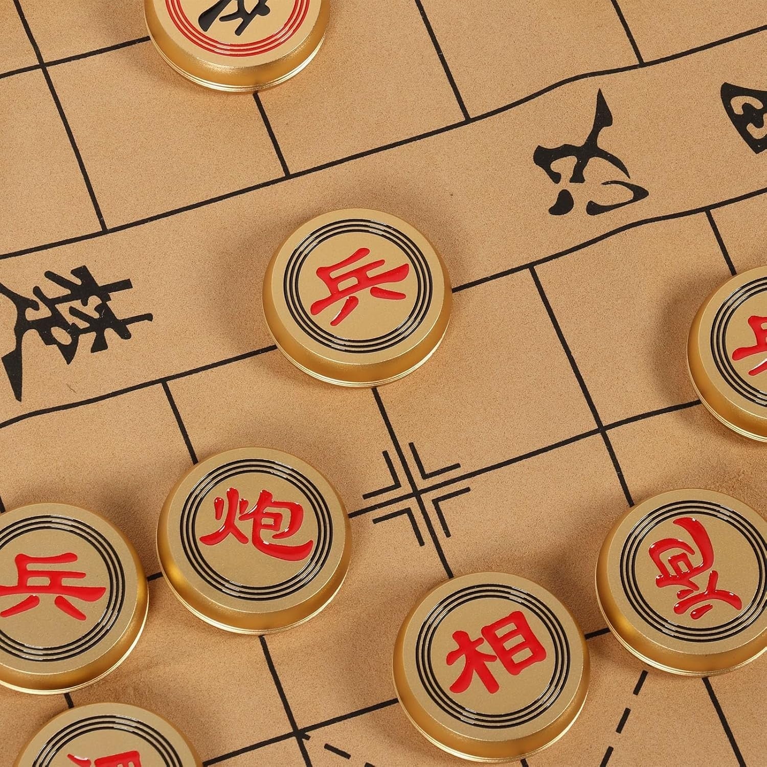 Luxury Xiangqi Chinese Chess Set Aluminum Pieces Travel Case