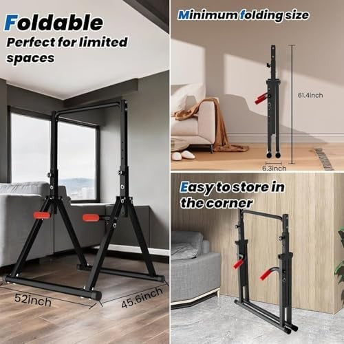 Adjustable Foldable Power Tower – Pull-Up & Dip Station for Home Gym