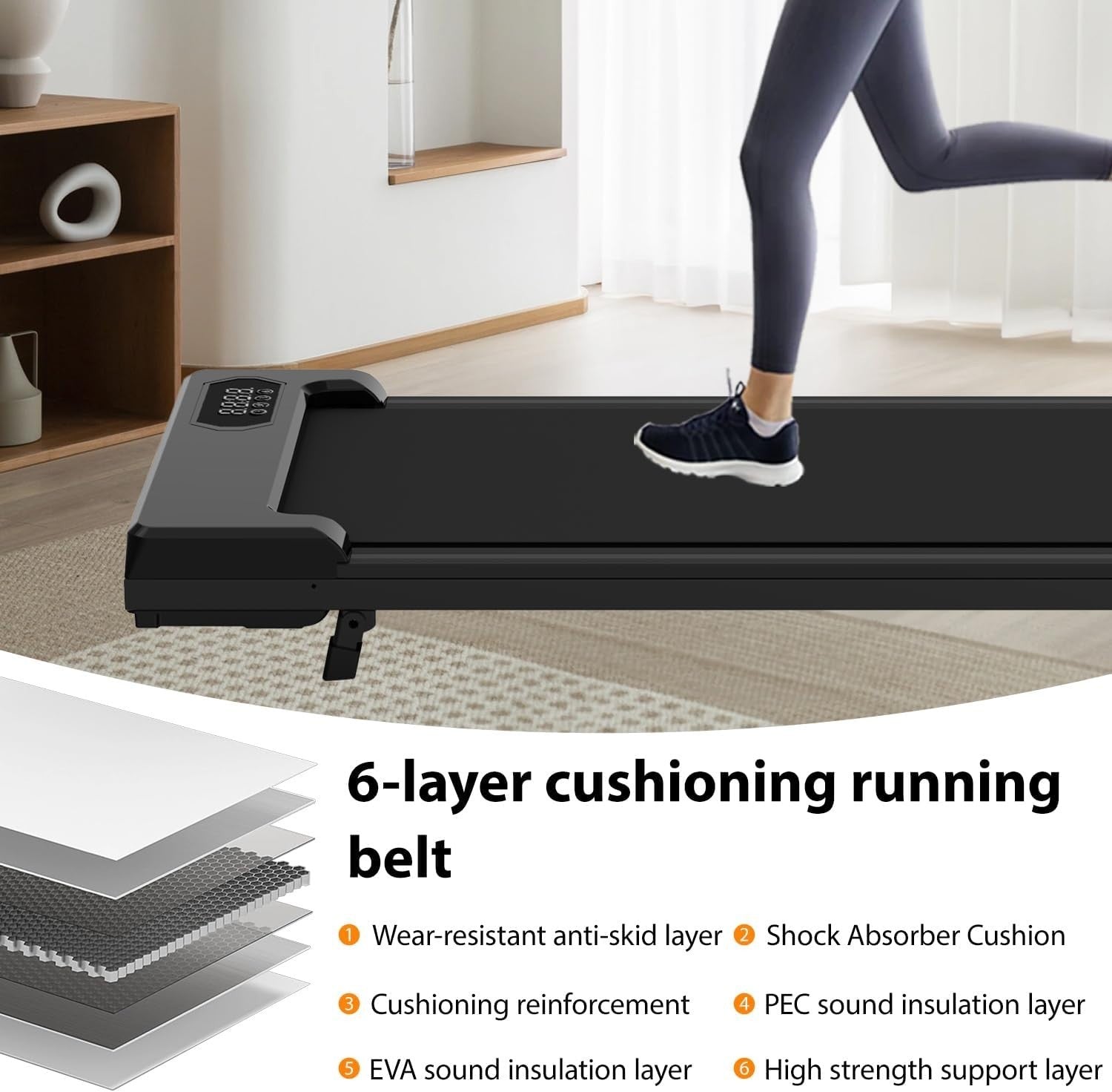 Portable Foldable Walking Treadmill 6km/h Incline LED Display Home Office