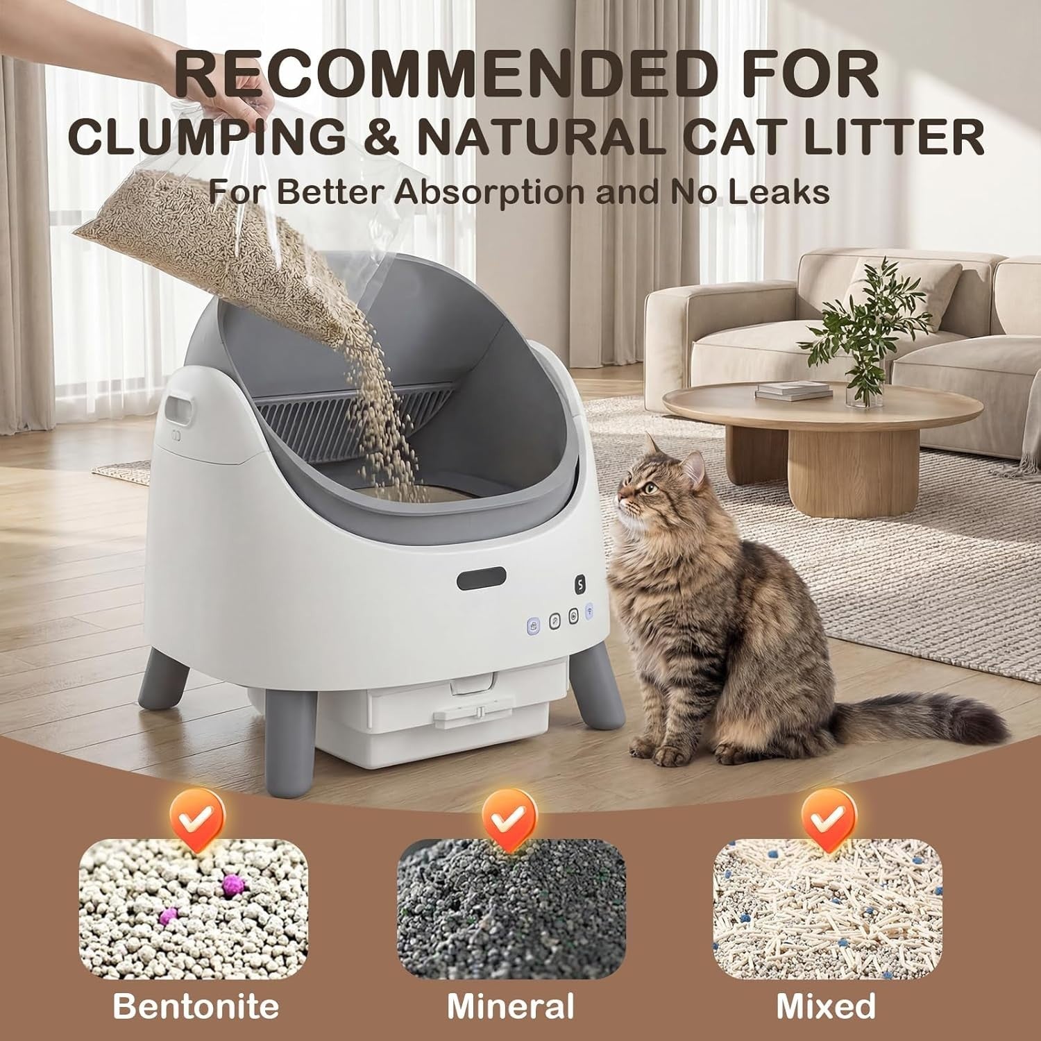 Self Cleaning Cat Litter Box App Control Open Top Smart XL Tray